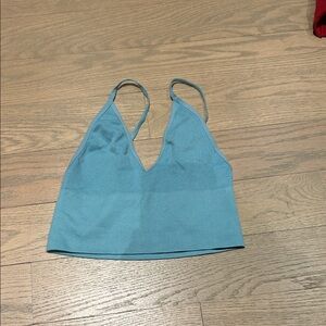 Aritzia Teal Cropped V-Neck Camisole